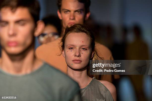 Models walk the runway at the AwaytoMars show during Lisboa Fashion Week Spring/Summer 2017 on October 8, 2016 in Lisbon, Portugal.