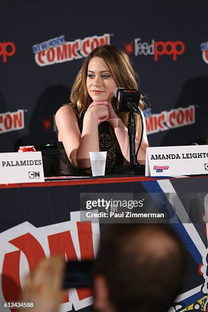 Voice actor Amanda Leighton speaks during the Cartoon Network: 'The Powerpuff Girls" panel at New York Comic Con on October 8, 2016 in New York City.