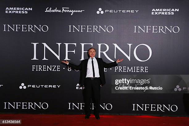 Dan Brown walks the red carpet at 'Inferno' premiere on October 8, 2016 in Florence, Italy.