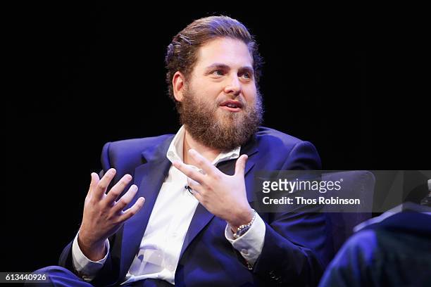 Jonah Hill speaks at The New Yorker Festival 2016 - Jonah Hill talks with David Remnick at Acura at SIR Stage37 on October 8, 2016 in New York City.