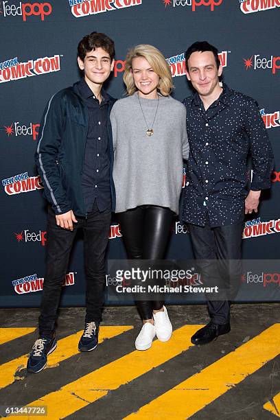 Actors David Mazouz, Erin Richards and Robin Lord Taylor attend the Inside Gotham panel during 2016 New York Comic Con at the Jacob Javitz Center on...