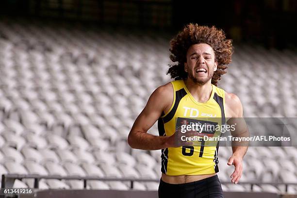 Griffin Logue runs the 3km time trial during the AFL Draft Combine on October 9, 2016 in Melbourne, Australia.