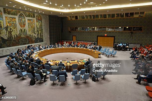 Security Council members vote for a proposal on Aleppo during UN Security Council meeting in New York on October 8, 2016.