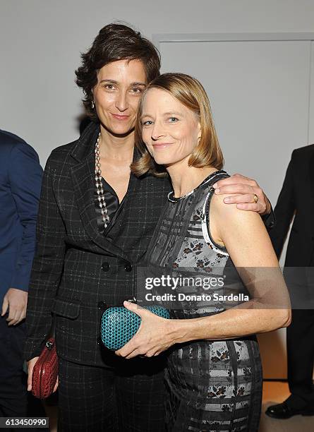 Photographer Alexandra Hedison and actress Jodie Foster, both wearing Bottega Veneta, attend the Hammer Museum 14th Annual Gala In The Garden with...