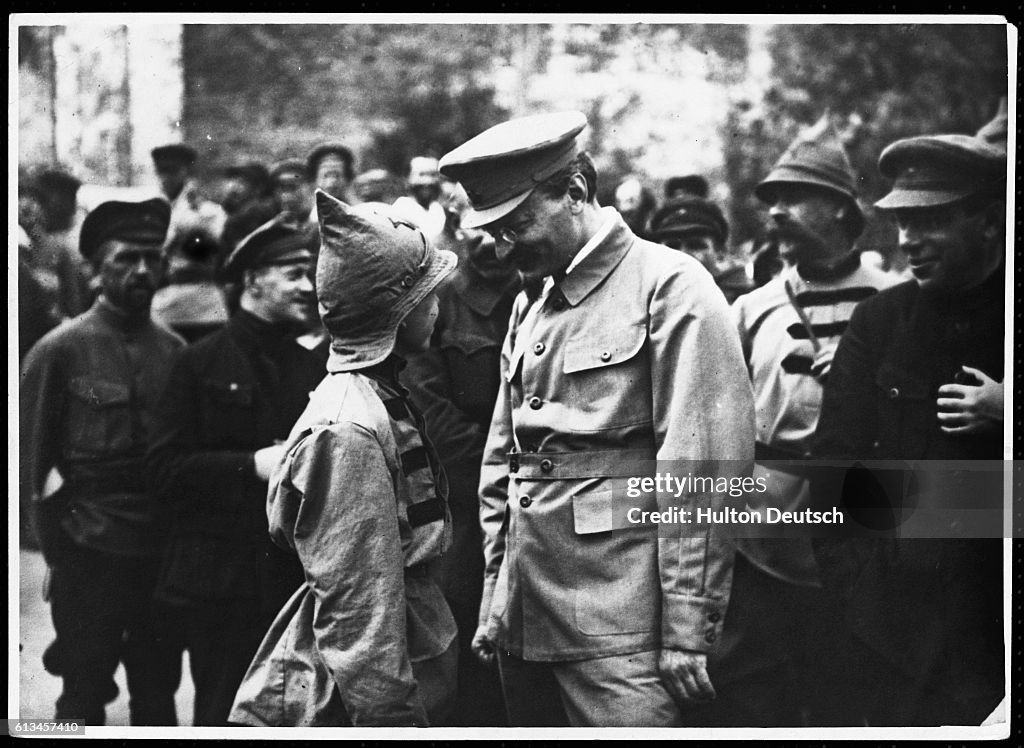 Leon Trotsky Talking to Young Man