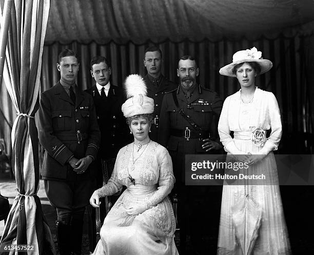 Portrait of the Royal Family on the occasion of the silver wedding anniversary of King George V and Queen Mary. Shown are: Prince Albert, the Duke of...