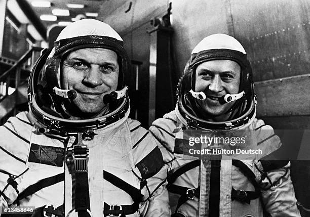 Ships commander Alexei Gubarev of the USSR and cosmonaut-researcher Vladimir Remek of Czechoslovakia are members of the first intenational crew of a...