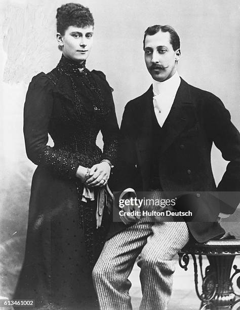 Albert Victor, Duke of Clarence, with Princess Victoria Mary of Teck. Prince Albert was the eldest child of King Edward VII and Queen Alexandra of...
