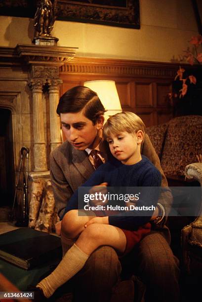 Charles, Prince of Wales, with his youngest brother Prince Edward..