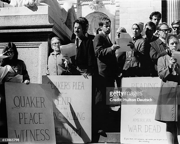 Quakers read out a list of names of those who have already died in the Vietnam as a protest against America's involvement in the war. | Location:...