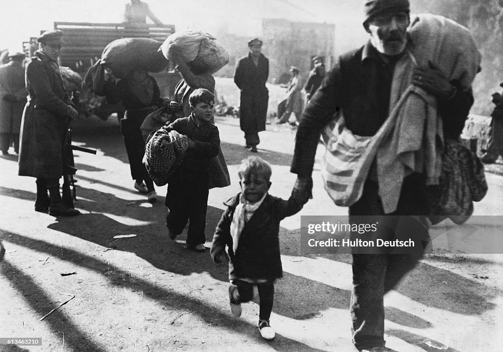 Spanish Refugees Fleeing to France During Spanish Civil War