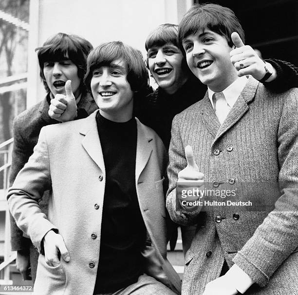 The Beatles at The London Palladuim. Photo shows, L to R: George Harrison, John Lennon, Ringo Starr, Paul McCartney.
