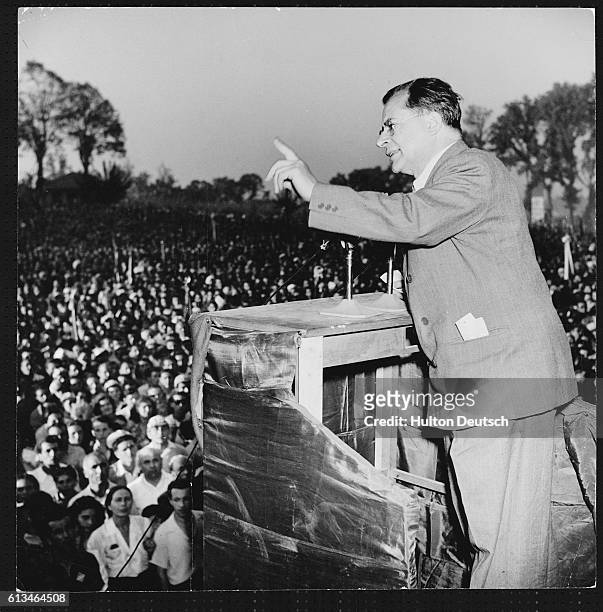 The Italian communist leader, Pamiro Togliatti addresses a gathering in Rome.