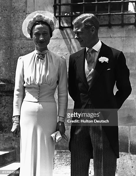 The marriage of Edward, the quondam King of England and Wallis Warfield in France. American socialite, born Bessie Wallis Warfield , married...