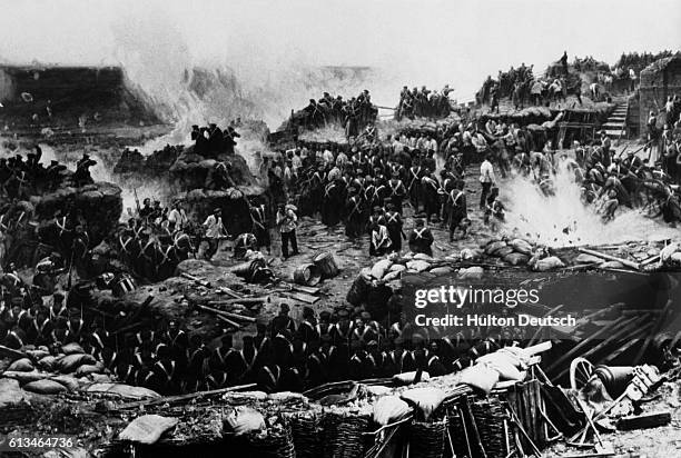 Soldiers battle during the Crimean War. Russia, ca. 1855.