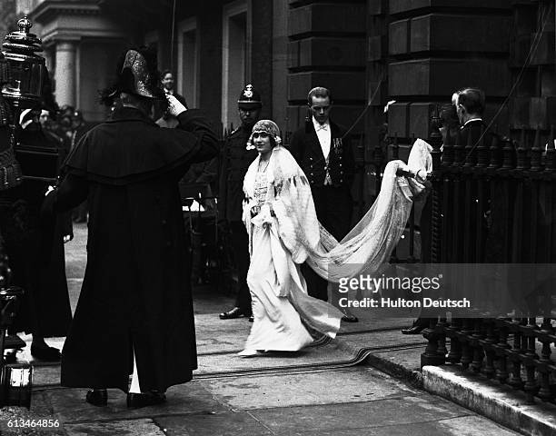 The Duchess Of York Leaving Her House For Her Wedding.