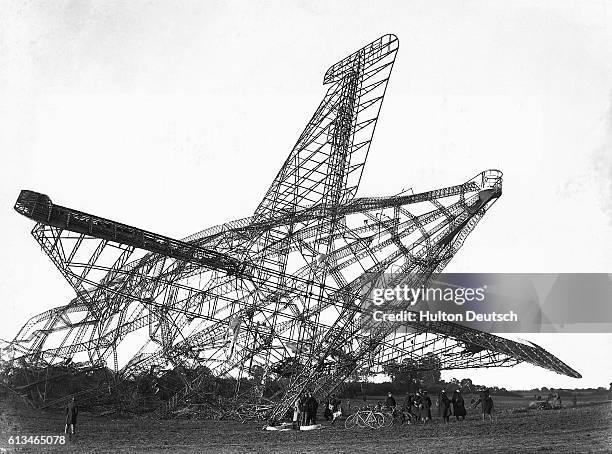 The crash of England's R101 airship in Beauvais, France in 1930. | Location: Near Beauvais, France.