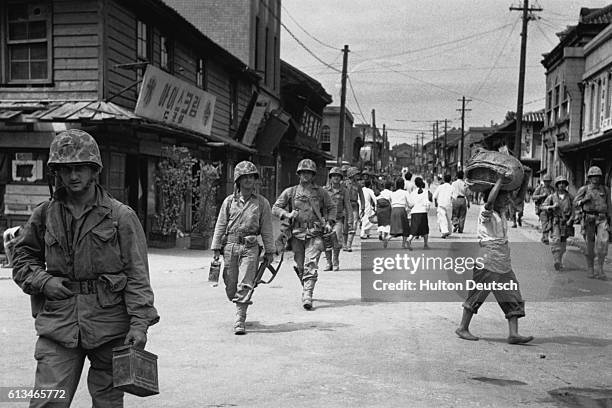 American Forces On The Road To The South Korean Capital Of Seoul After The Invasion & Capture Of The Port Of Inchon.
