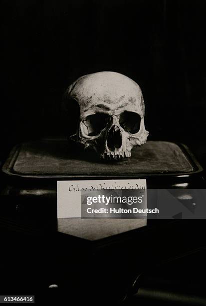 The skull of Charlotte Corday, who murdered Marat, the French revolutionary.