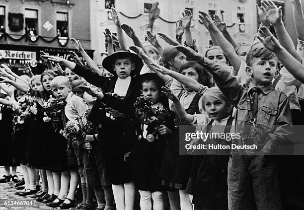 Austrian Children Saluting Hitler