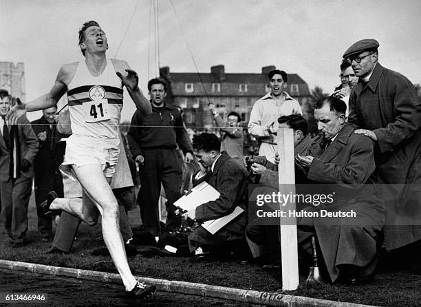 Roger Bannister runs a mile in 4 minutes and 48 seconds.