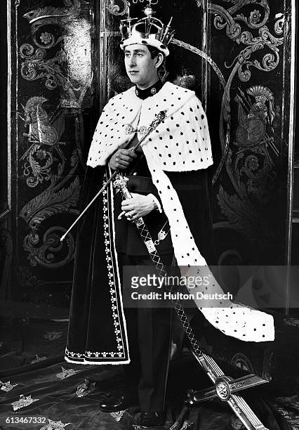The official photograph of Prince Charles marking his 1969 Investiture as Prince of Wales.