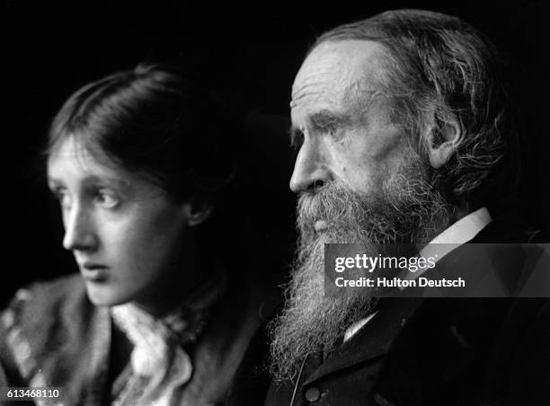 Novelist Virginia Woolf with her father, the critic and scholar Sir Leslie Stephen , Photograph, C. 1900.