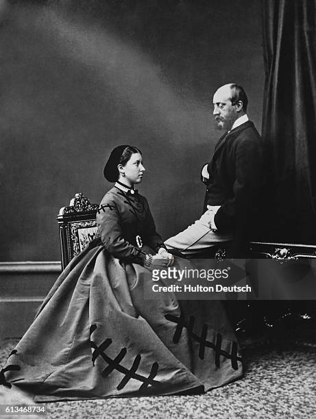 Princess Helena Augusta Victoria, third daughter of Queen Victoria of England, and Prince Christian of Schleswig-Holstein at the time of their...