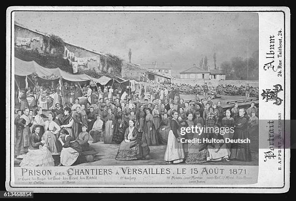 After the fall of the Paris Commune, women communards were sent to concentration camp at Versailles to await trial. This picture is partly genuine,...