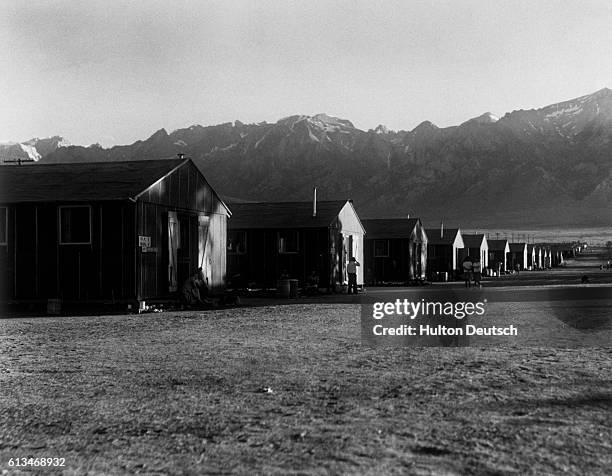 One of the internment camps used to house American Japanese citizens evacuated from the West Coast during World War II, following the attack on Pearl...