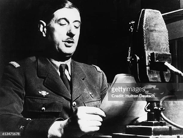 General Charles de Gaulle issues a call to the French people from London, England, June 18 just after the Nazi occupation of France. De Gaulle led...