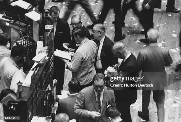 Brokers in action on the trading floor.