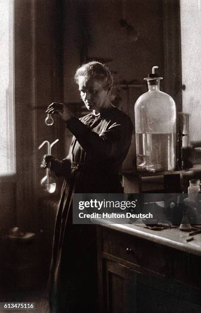 Marie Curie, the Polish-born French physicist who, along with her husband Pierre, researched into radioactivity and discovered radium and polonium.