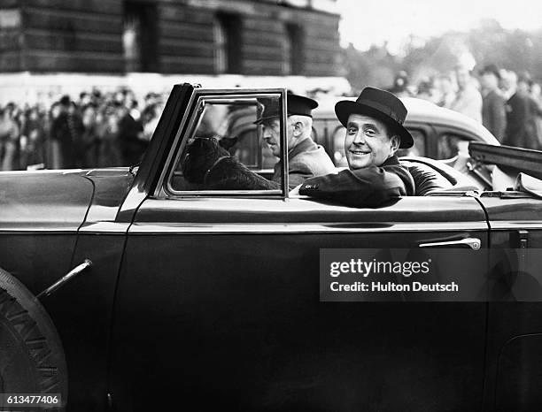 Jan Masaryk, the Czech Foreign Minister in London, leaving Downing Street after a meeting with the British Prime Minister.