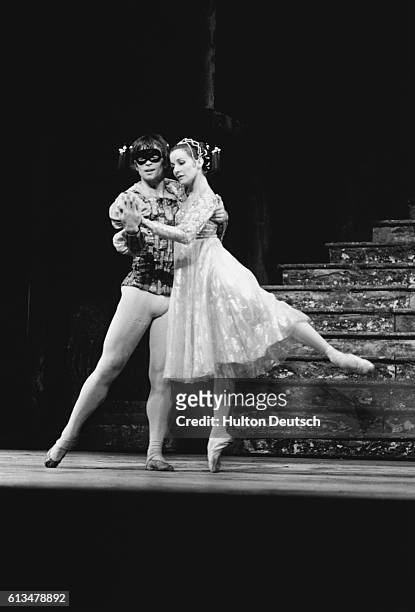 Rudolf Nureyev and Merle Park rehearse for a Royal Ballet production of Romeo and Juliet.