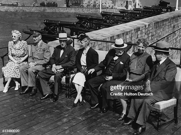 Great Britain Prime Minister Winston Churchill and United States President Franklin D. Roosevelt meet with the Prime Minister and Governor General of...