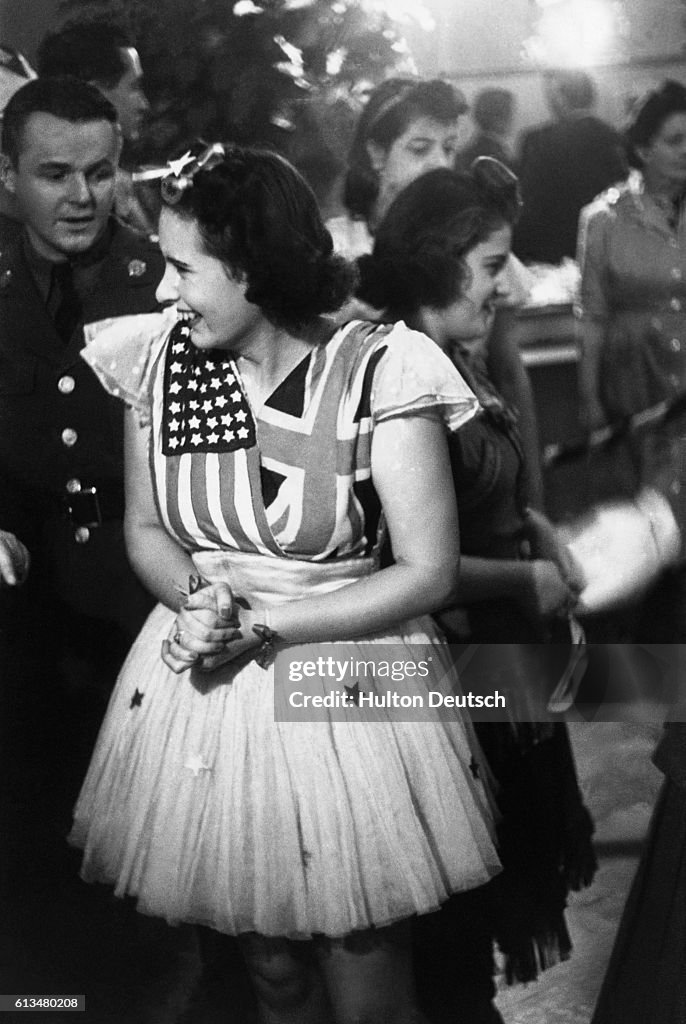 Young Woman in Flag Dress at Dance