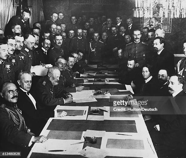 Prince Leopold of Bavaria signs a treaty pact with Russia outlining terms for their coexistence after World War I.