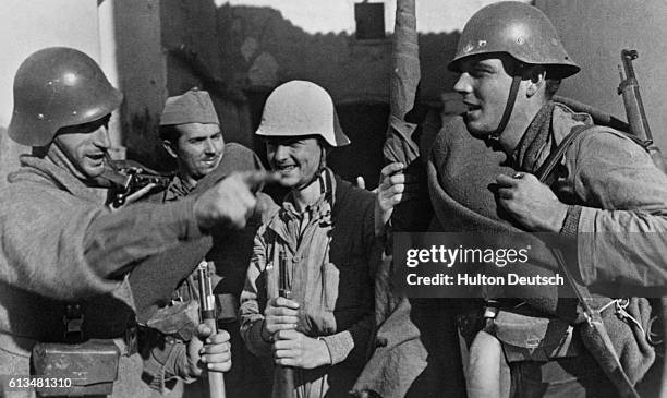 Group of Government militiamen at the frontline in the Spanish Civil War.