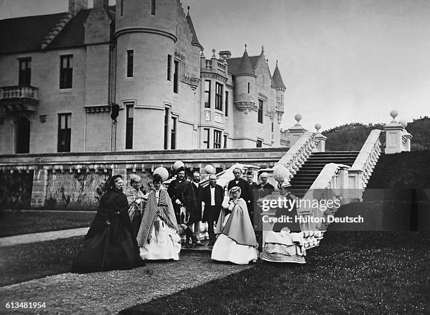 Group of guests from a party at Balmoral Castle. | Location: Near Ballater, Grampian, Scotland, UK.