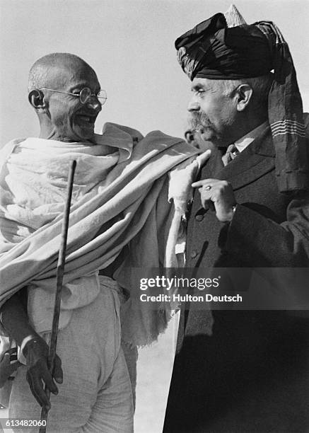 Mahatma Gandhi With His Old Friend Nawab Of Dera. Gandhi; Mohandas Karamchand, known as Mahatma: Indian leader, born in Porbandar, Kathiawar. He...