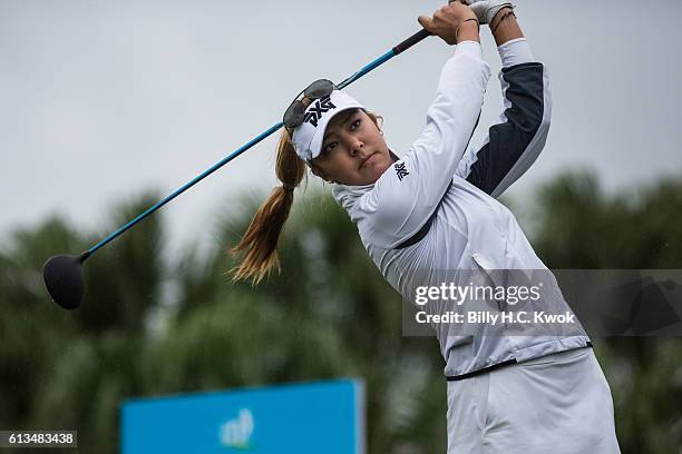 Alison Lee of Valencia, CA plays a shot in the Fubon Taiwan LPGA Championship on October 9, 2016 in Taipei, Taiwan.