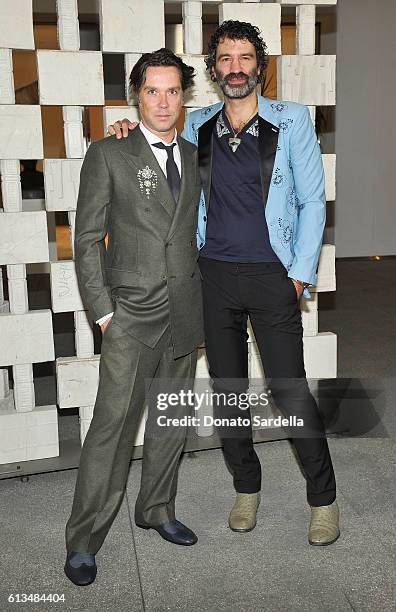 Musician Rufus Wainwright, wearing Bottega Veneta, and Jorn Weisbrodt attend the Hammer Museum 14th Annual Gala In The Garden with generous support...