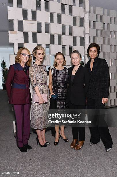 Hammer Museum Director Annie Philbin, Sarah Paulson, wearing Bottega Veneta, Jodie Foster, wearing Bottega Veneta, Laurie Anderson and Alexandra...