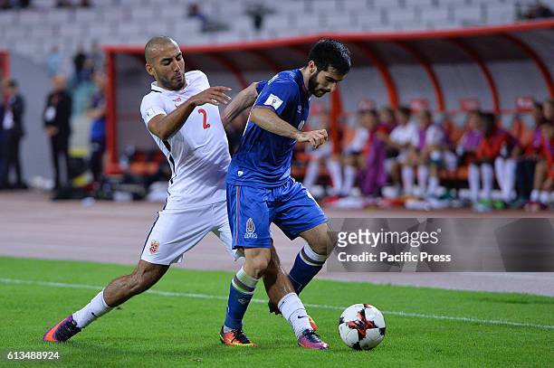 Haitam ALEESAMI of Norway in action against Gara Garayev of Azerbaijan during the FIFA World Cup 2018 qualifying soccer match between Azerbaijan and...
