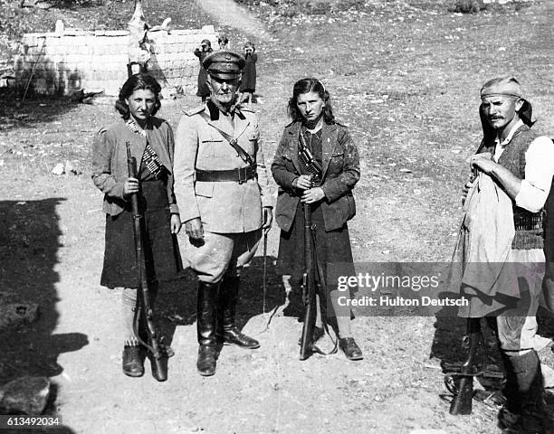 Retired army colonel and his daughters who have joined the Albanian guerrilla forces, ca. 1944.