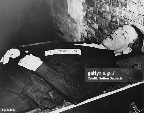 The body of Nazi leader, Ernst Kaltenbrunner after his execution at Nuremberg, Germany in 1946.