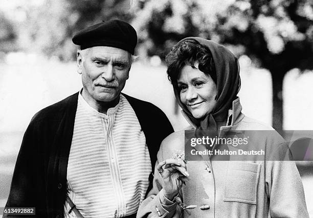 Actor Laurence Olivier and his wife, actress Joan Plowright, 1977.