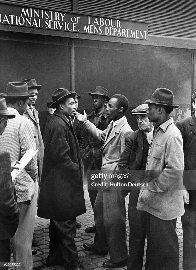 Black Workers Outside Employment Office in Liverpool, 1949
