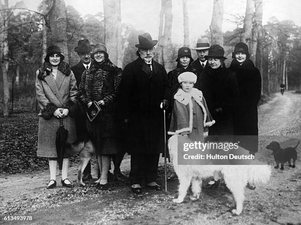 Former Kaiser Wilhelm II of Germany hosts many guests at Doorn Castle or "Huis Doorn," his home in exile in Doorn, Netherlands, on his 69th birthday...